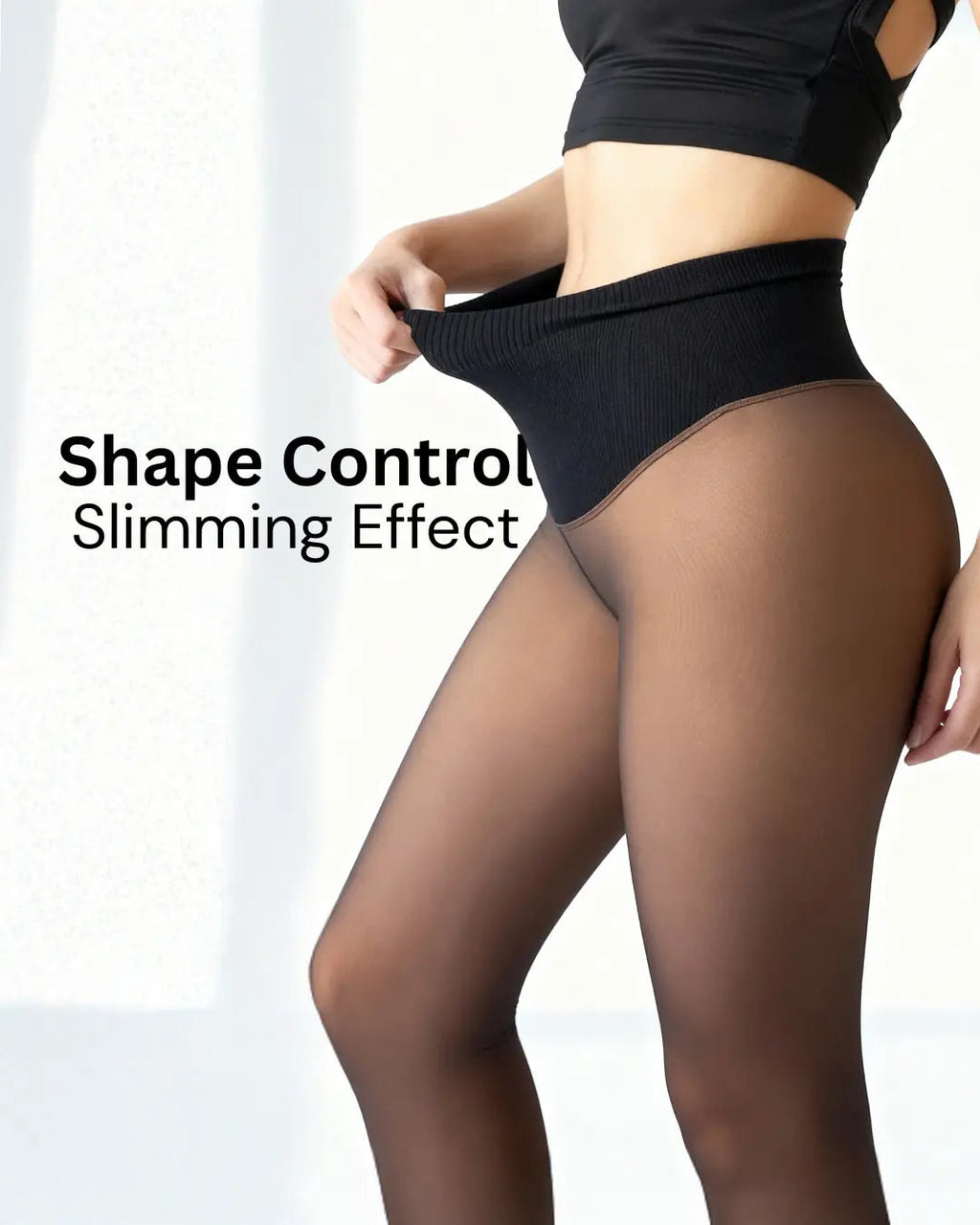 Fleece-Lined Sheer-Look Thermal Shaping Leggings